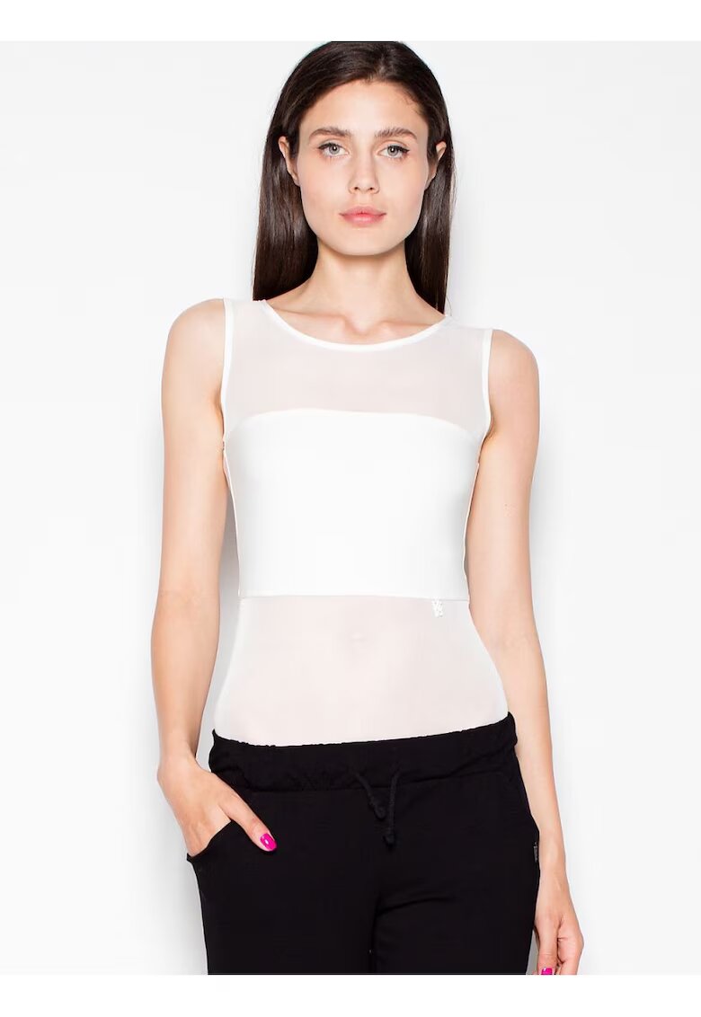 Venaton Body bej - transparent - fara bretele - decolteu semicircular - poliester.