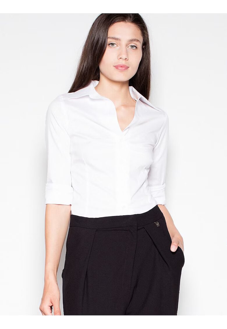 Venaton Camasa dama - alb - bumbac 80% - maneci lungi -