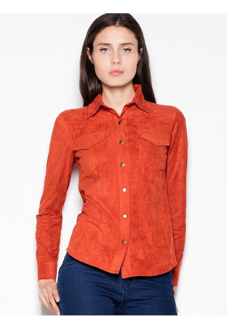 Venaton Camasa dama - lunga - piele intoarsa - rosie - poliester -