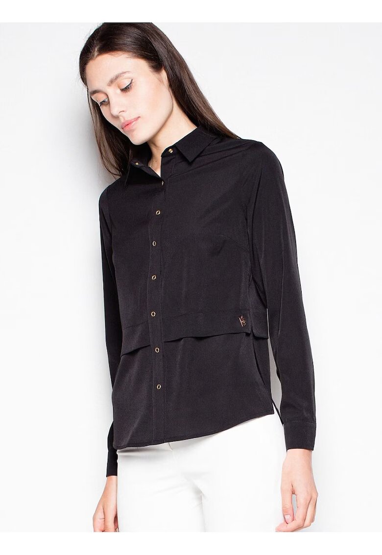 Venaton Camasa eleganta neagra - cu guler - din viscoza