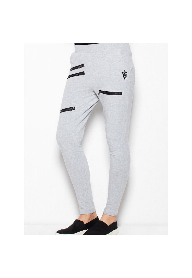 Venaton Pantaloni sport mulati - cu talie joasa - gri - bumbac 95% elastan 5% -