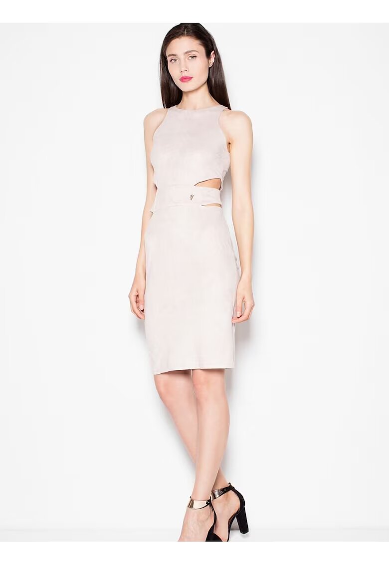 Venaton Rochie de seara - decupaje talie - piele de caprioara - bej