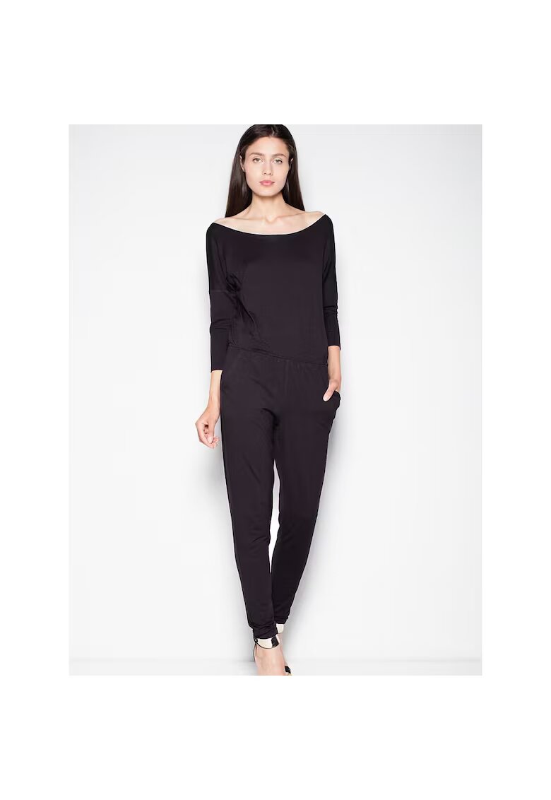 Venaton Salopeta dama neagra - decolteu semicircular - maneci cazute - viscoza -