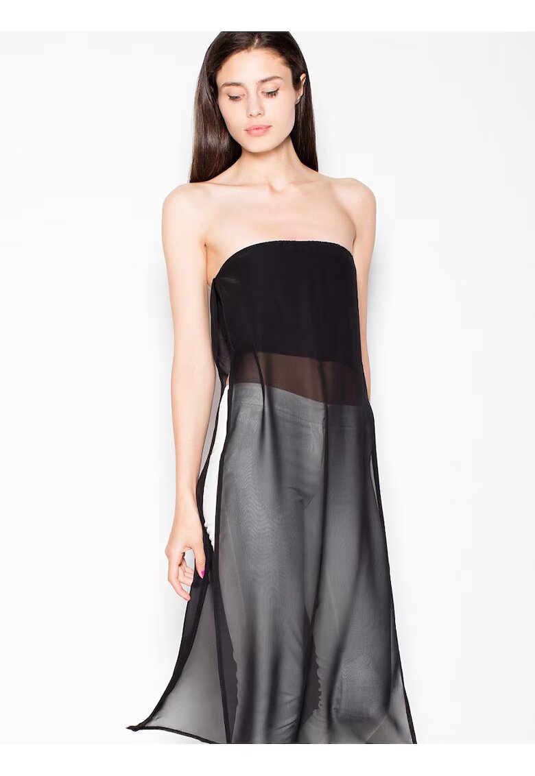 Venaton Top dama negru - cu sifon decorativ - croi original - elastan 5% poliester 95%