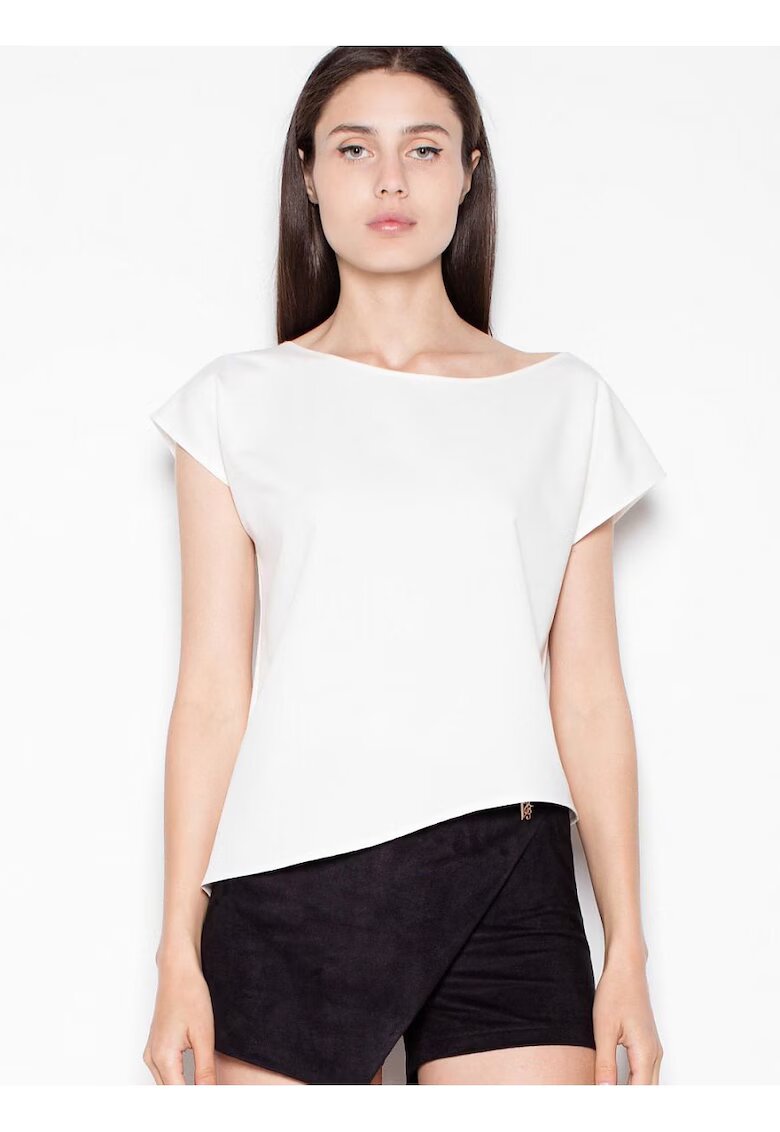 Venaton Tricou dama asimetric - elegant - bej - poliester 65% - viscoza 35%
