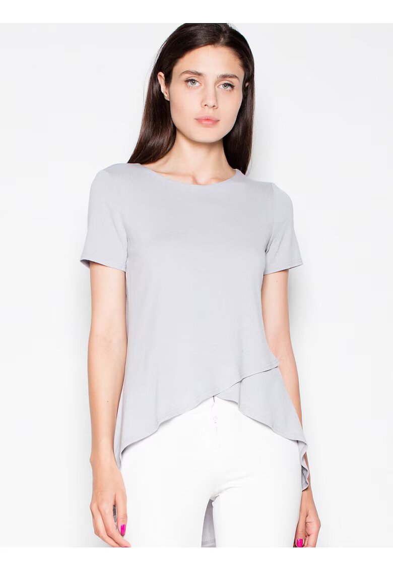Venaton Tricou dama asimetric - gri - viscoza