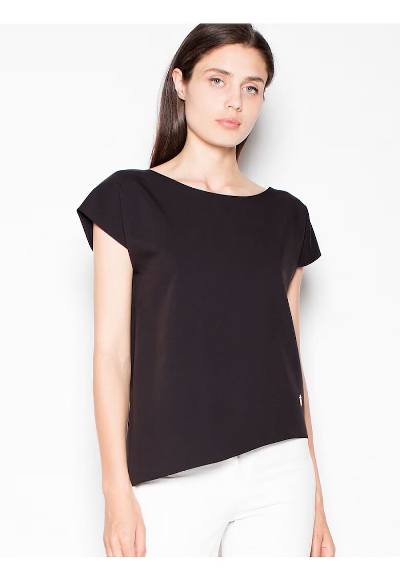 Venaton Tricou dama asimetric - negru - poliester-viscosa