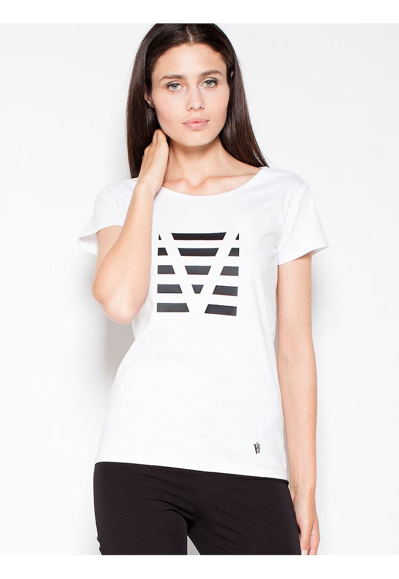 Venaton Tricou dama imprimeu original - alb - bumbac 92% -