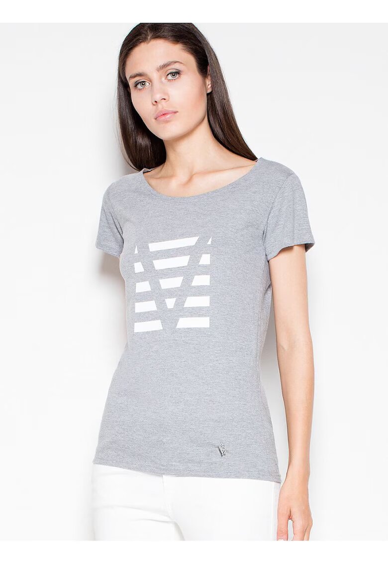 Venaton Tricou dama imprimeu original - gri - bumbac 92% - poliester 8%