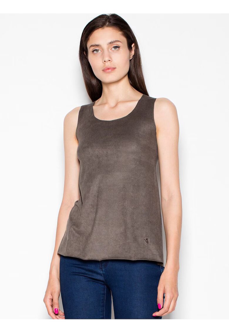 Venaton Tricou dama lejer - decolteu semicircular - verde - piele intoarsa