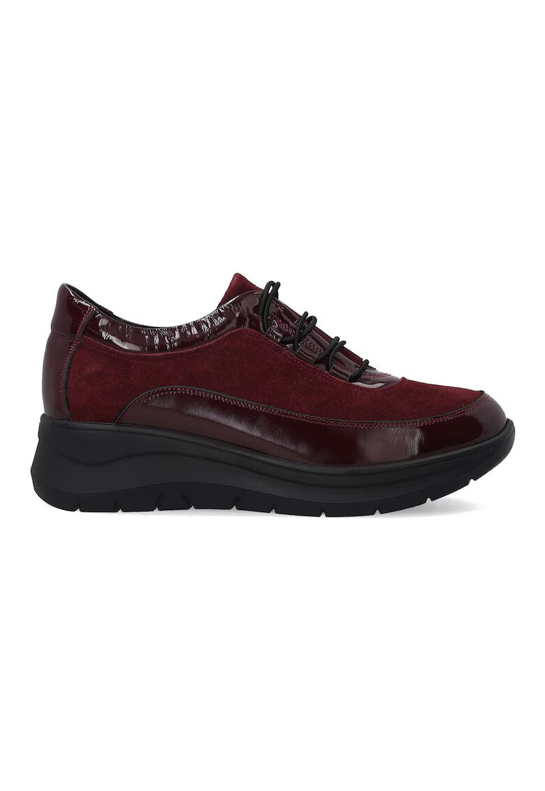 VENEZIA Adidasi bordeaux din piele intoarsa si piele lacuita