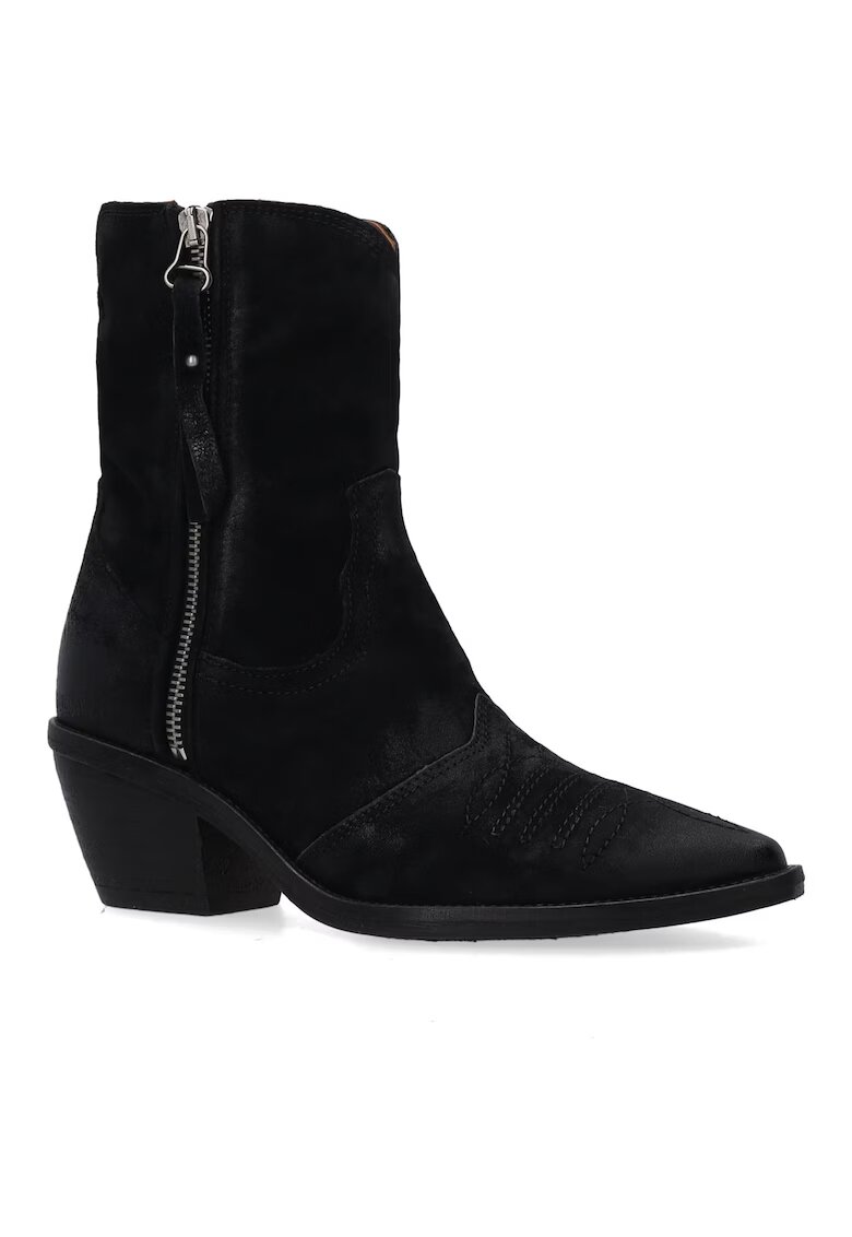 VENEZIA Botine cowboy din piele intoarsa cu motive brodate