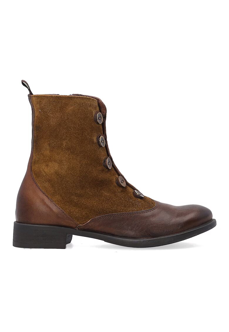 VENEZIA Botine de dama din piele combinata - maro