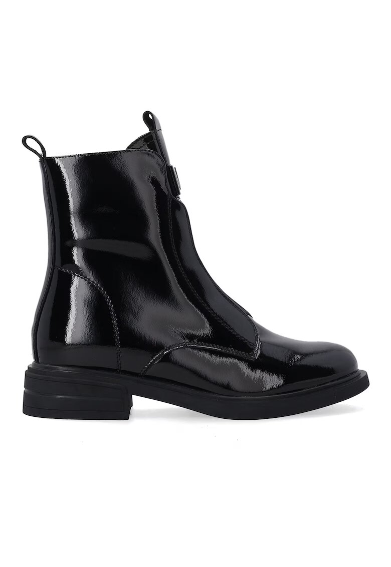 VENEZIA Botine de dama lacuite negre cu fermoar
