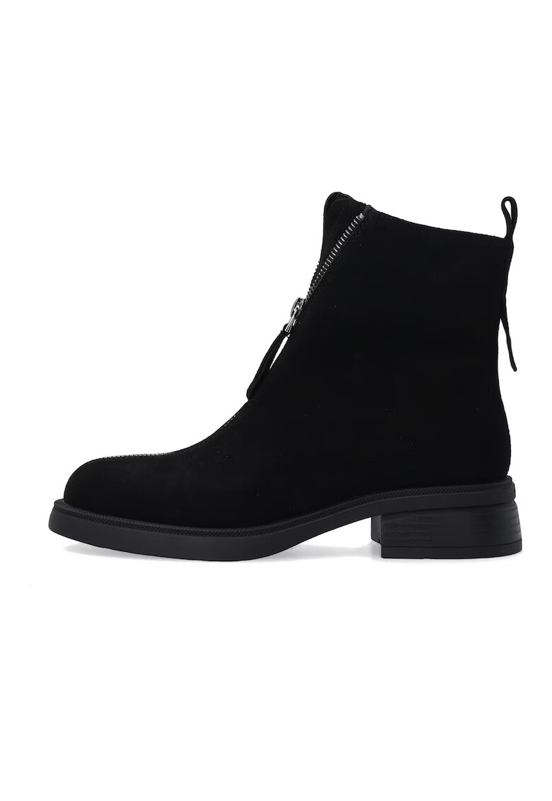 VENEZIA Botine de piele intoarsa cu fermoar decorativ