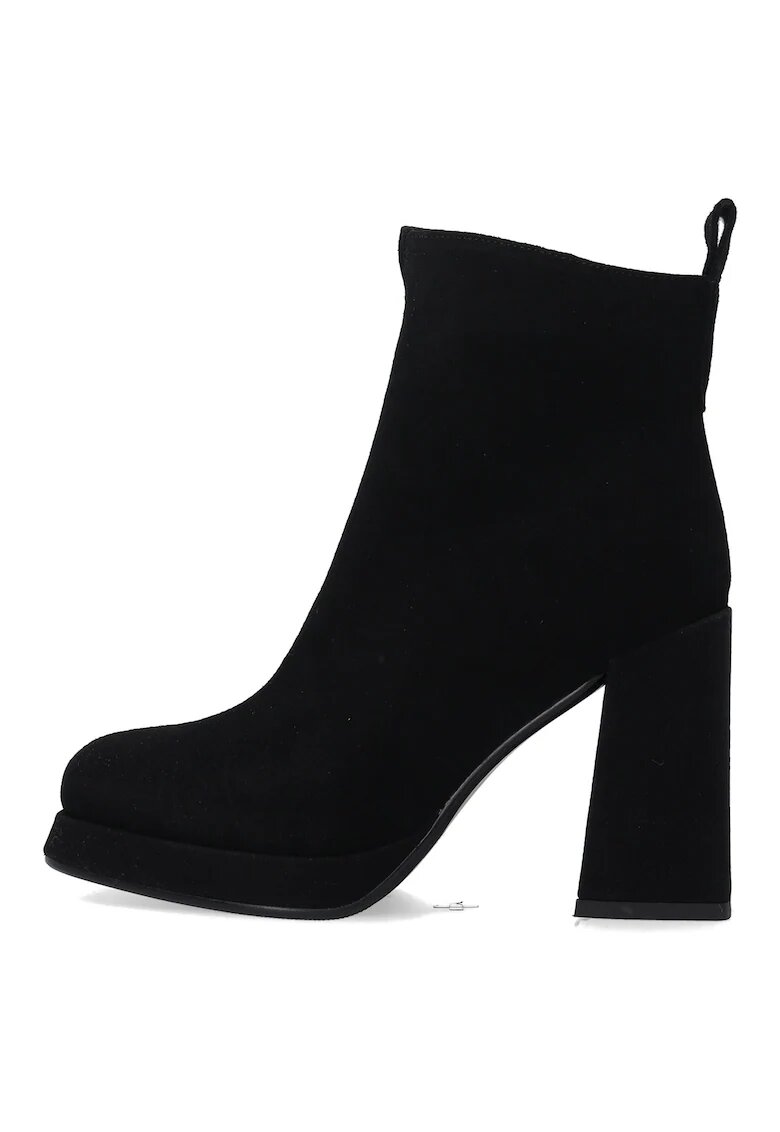 VENEZIA Botine de piele intoarsa cu toc gros