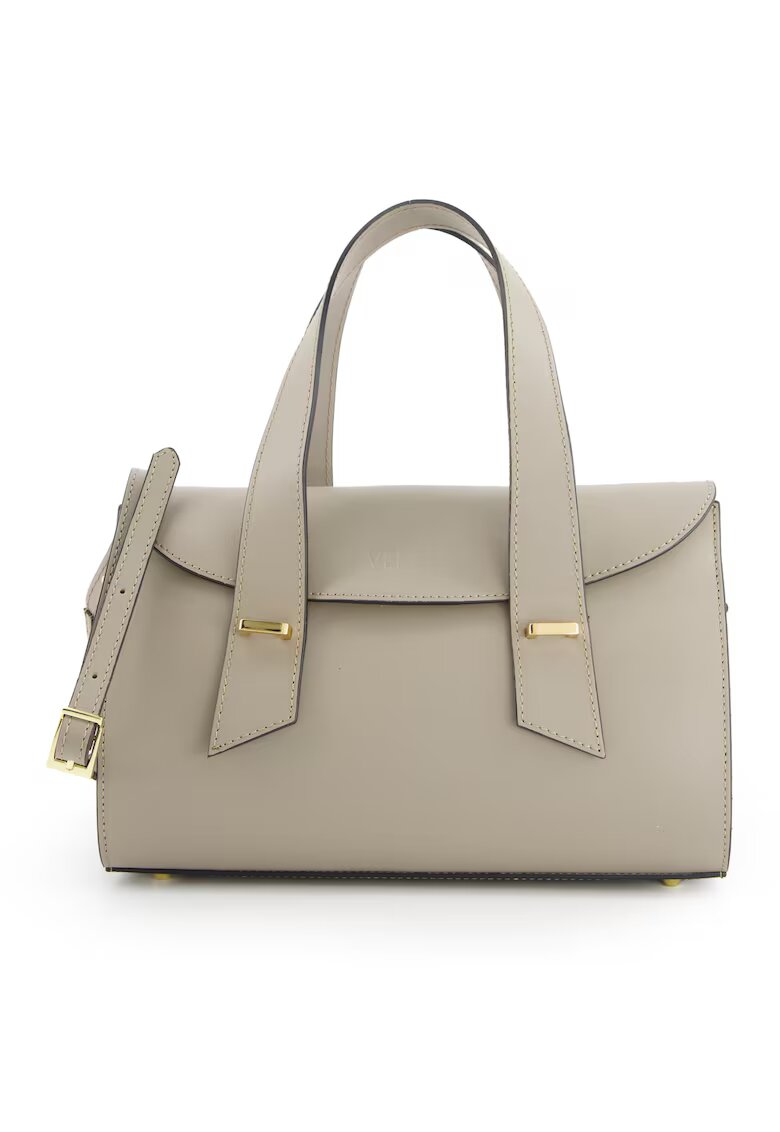 VENEZIA Geanta crossbody dama piele naturala - bej - 19x30x10cm - curea detasabila - 1 buzunar interior
