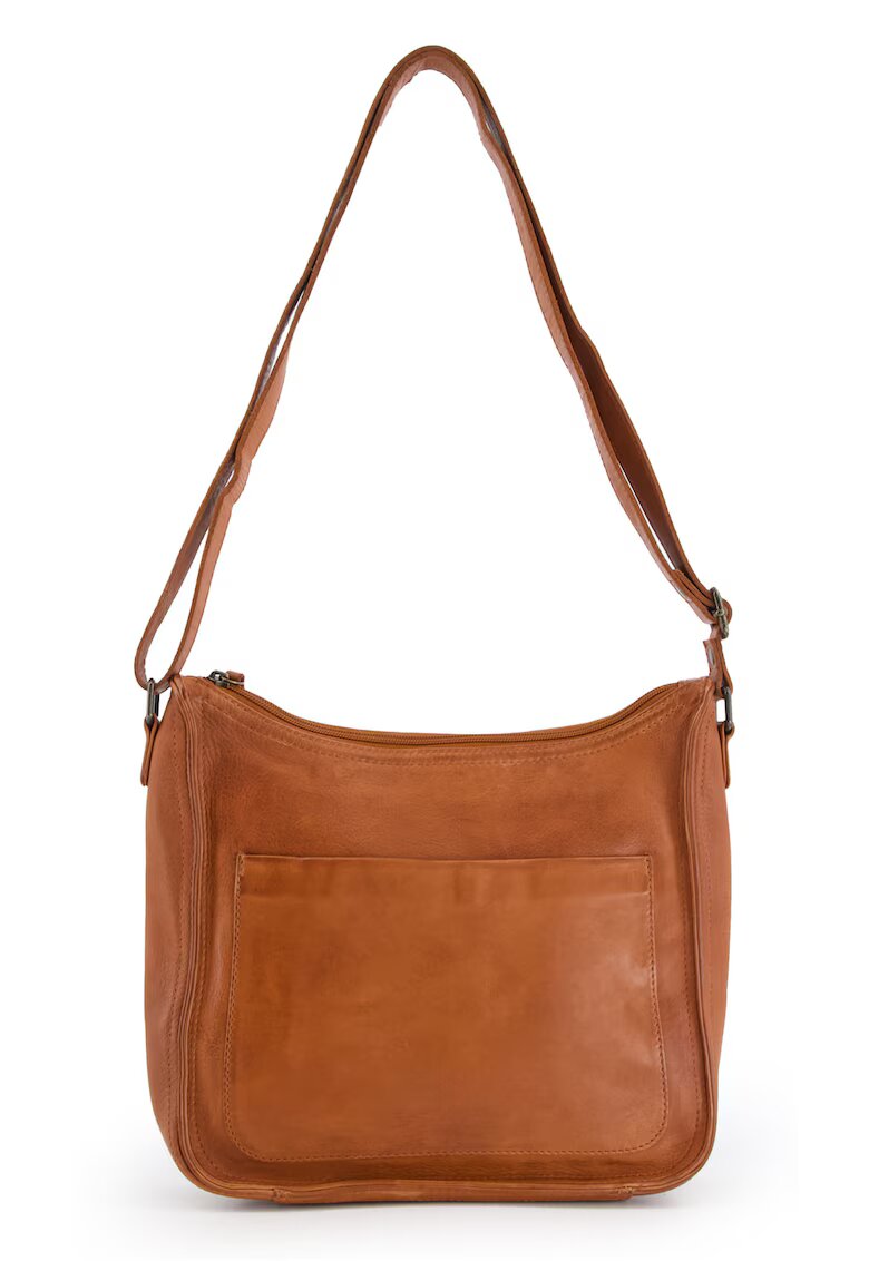 VENEZIA Geanta crossbody dama piele naturala - maro - 26x27x8cm - 2 buzunare interioare - 2 buzunare exterioare