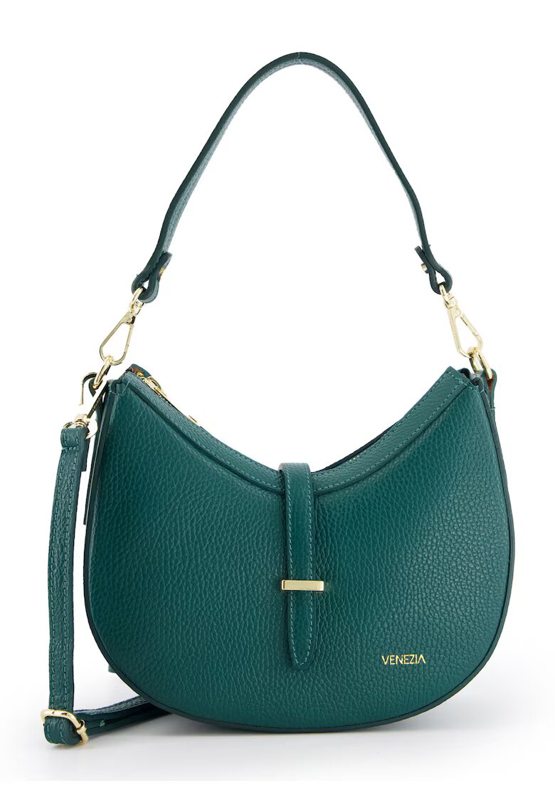 VENEZIA Geanta crossbody dama piele naturala - verde - 14x24x9cm - cu manere si curea detasabile