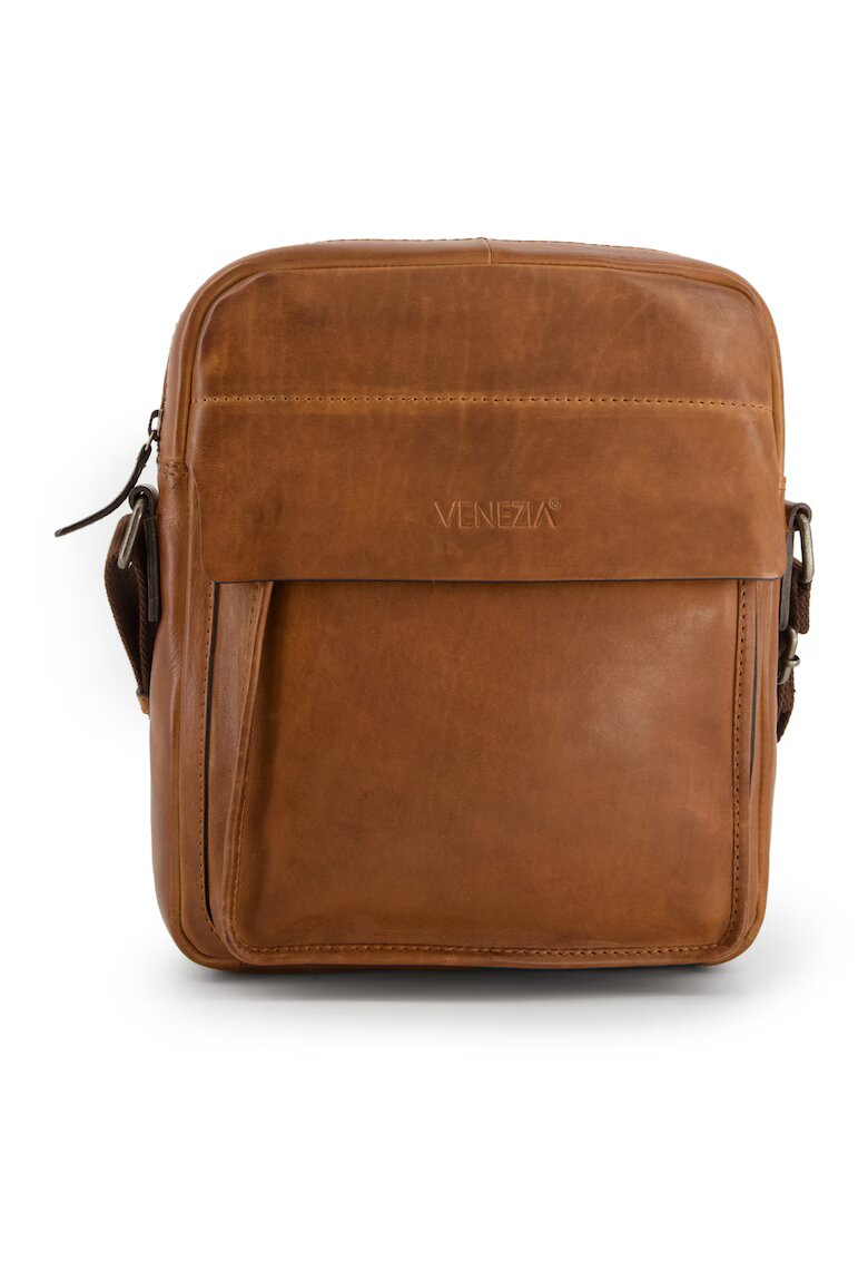 VENEZIA Geanta crossbody din piele cu buzunare exterioare