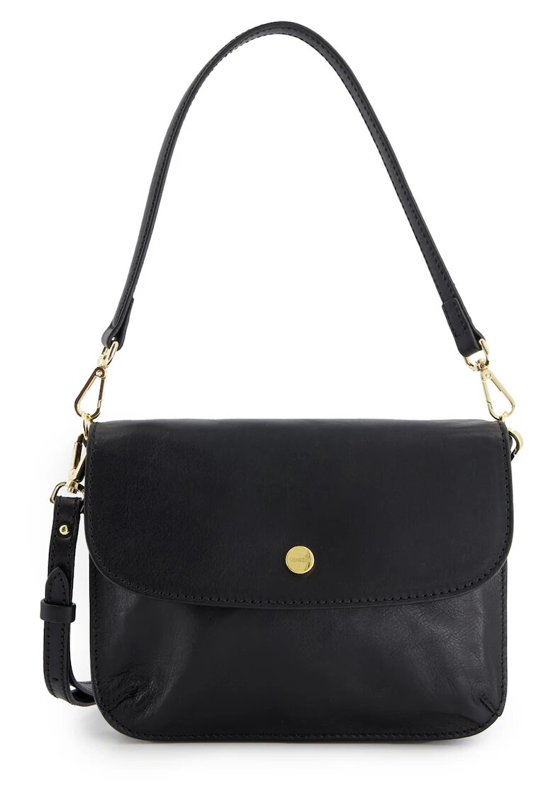 VENEZIA Geanta crossbody din piele cu clapeta si doua compartimente