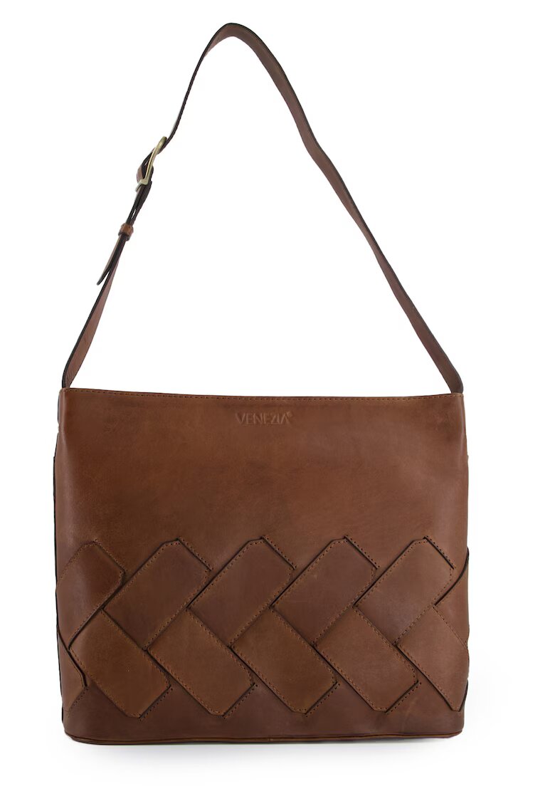 VENEZIA Geanta crossbody din piele cu garnitura cu aspect impletit