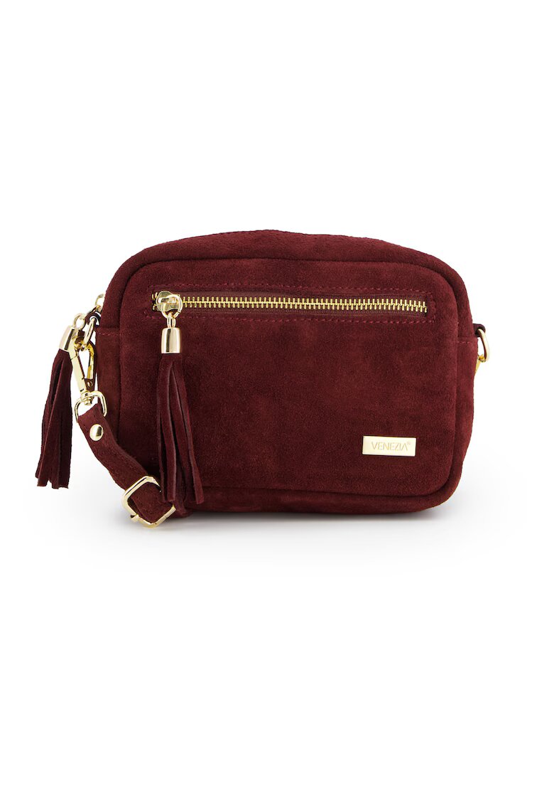 VENEZIA Geanta crossbody din piele intoarsa cu bretea detasabila