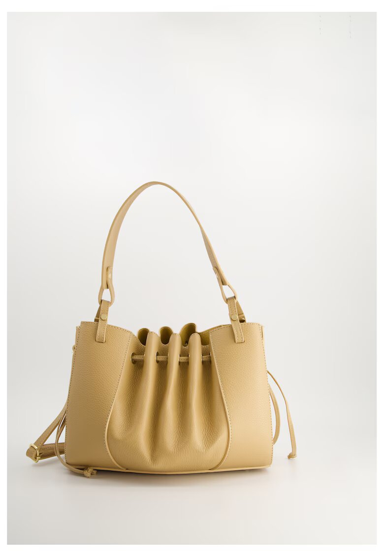VENEZIA Geanta crossbody din piele naturala - bej - 9cm tocul - fara futrowka