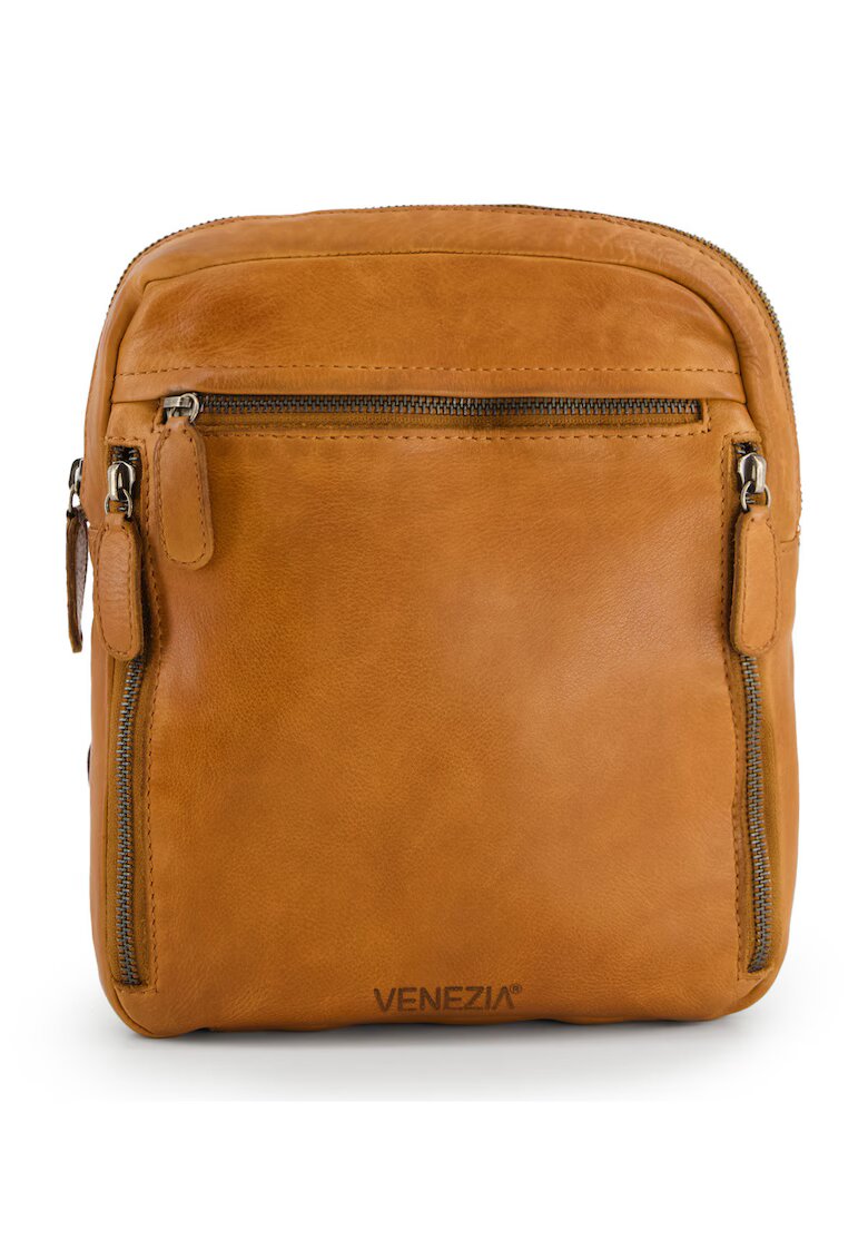 VENEZIA Geanta crossbody din piele naturala cu buzunare multiple