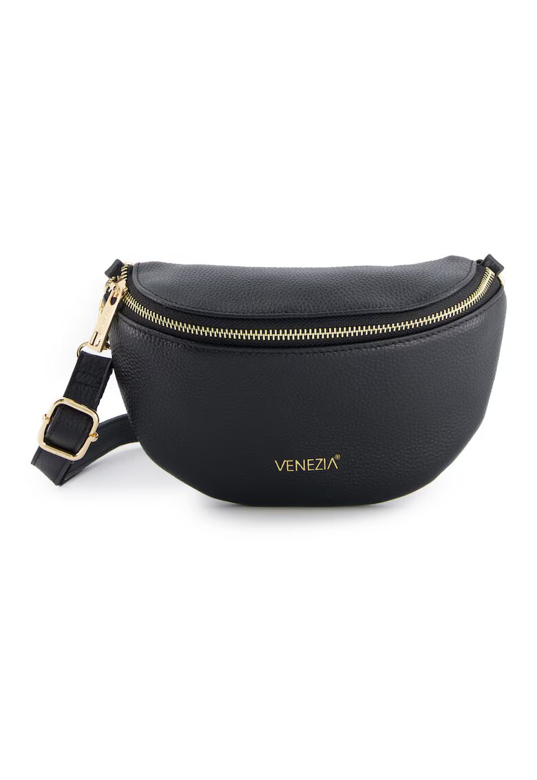 VENEZIA Geanta crossbody din piele naturala cu logo metalic