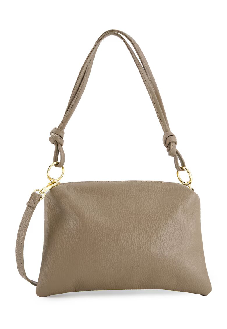 VENEZIA Geanta crossbody din piele naturala - maro - 20x28x4cm - cu manere decorative - curea detasabila - lungime maxima 128cm.