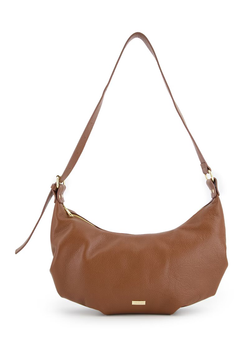 VENEZIA Geanta crossbody din piele naturala - maro - 27x40x8cm - curea reglabila max 90cm - 2 buzunare interioare