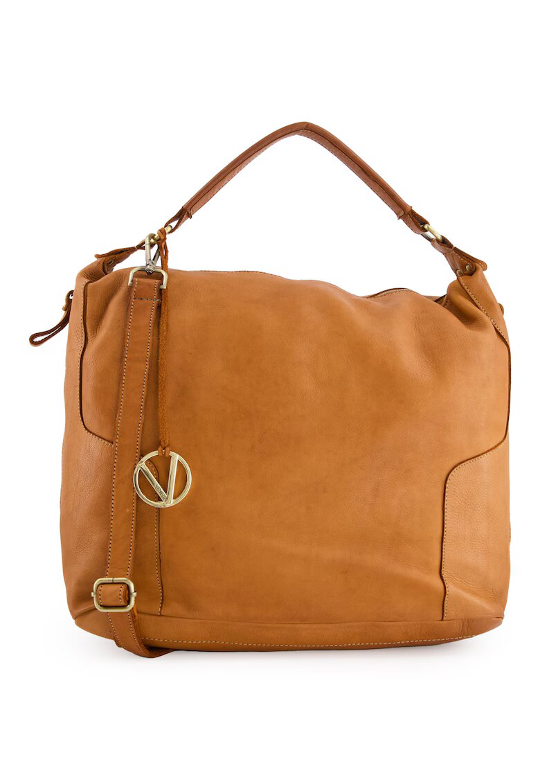 VENEZIA Geanta crossbody din piele naturala - maro - 39x33x15cm - cu 3 buzunare interioare - curea detasabila max 125cm