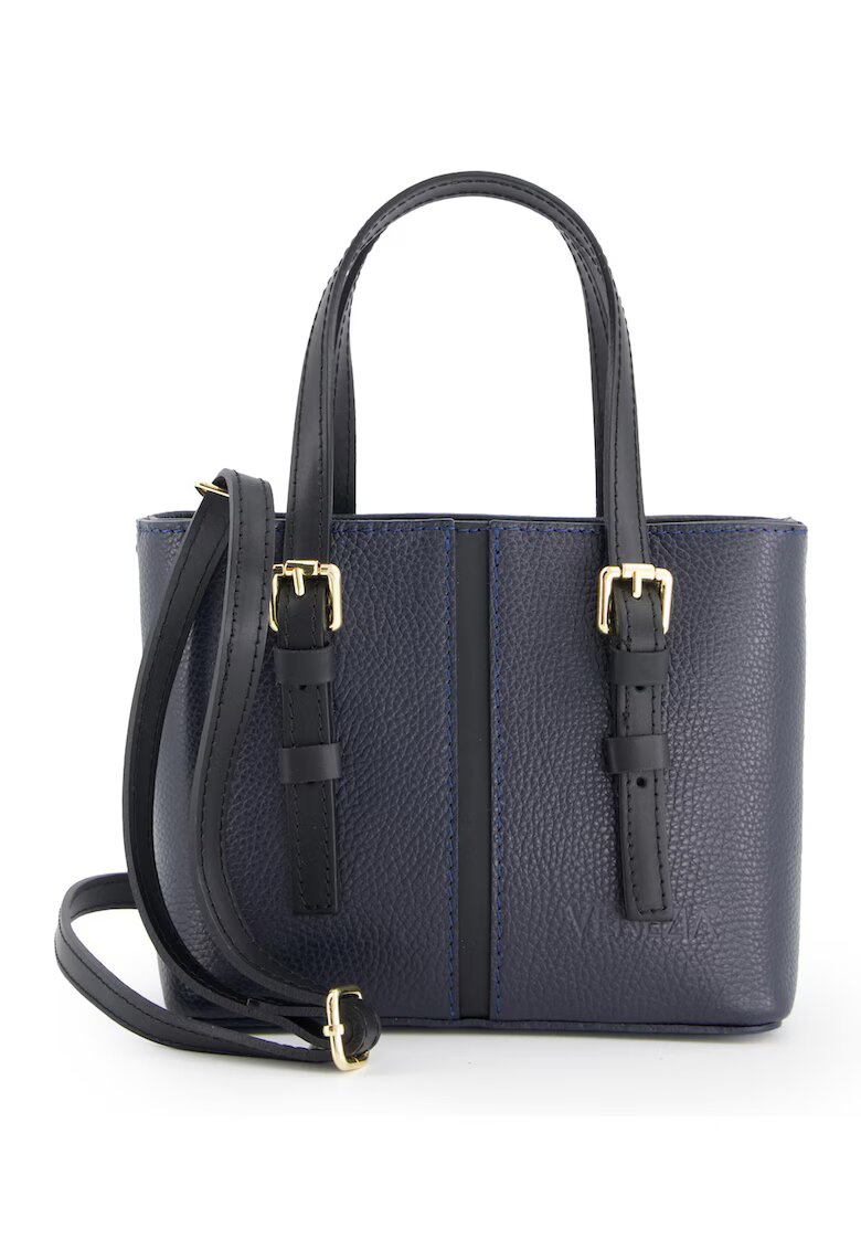 VENEZIA Geanta crossbody piele naturala - granat - 17x20x9cm - curea detasabila 125cm
