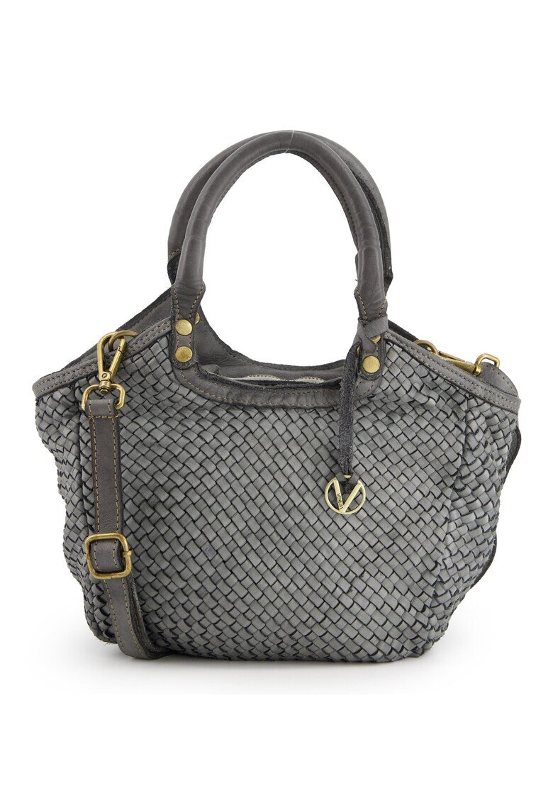 VENEZIA Geanta crossbody piele naturala - gri - 36x23x11cm - curea detasabila max 61cm - 1 buzunar interior