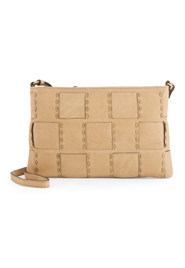 VENEZIA Geanta dama - crossbody - piele naturala - bej - 29x18x1cm