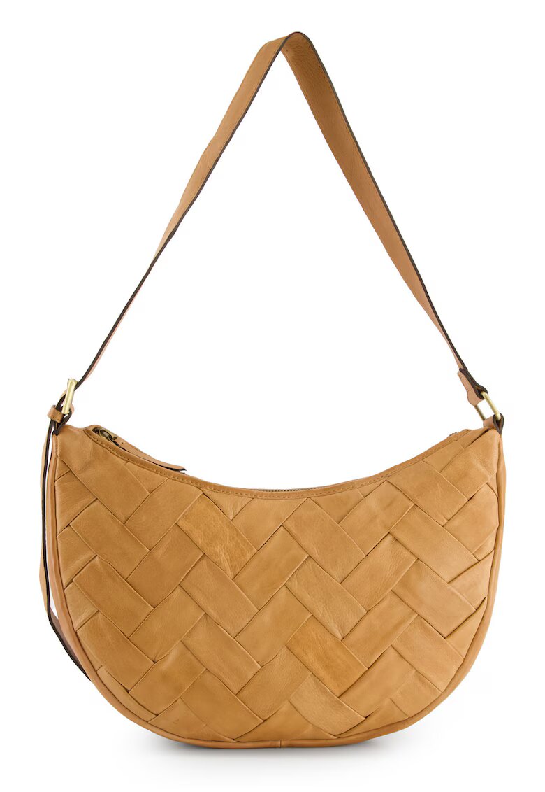 VENEZIA Geanta dama crossbody - piele naturala - maro - 35x23x8cm - 3 buzunare interioare - 1 buzunar exterior