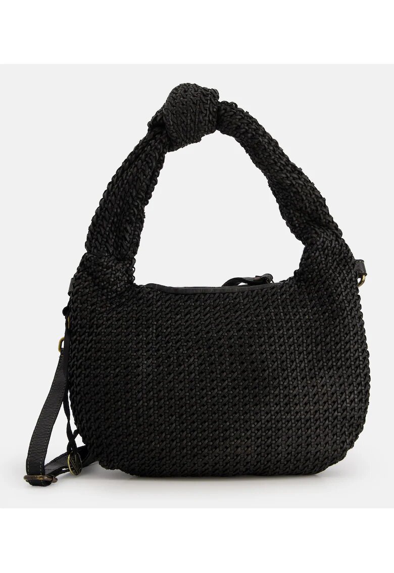 VENEZIA Geanta dama crossbody - piele naturala - neagra - 2 compartimente - 34x23x9cm