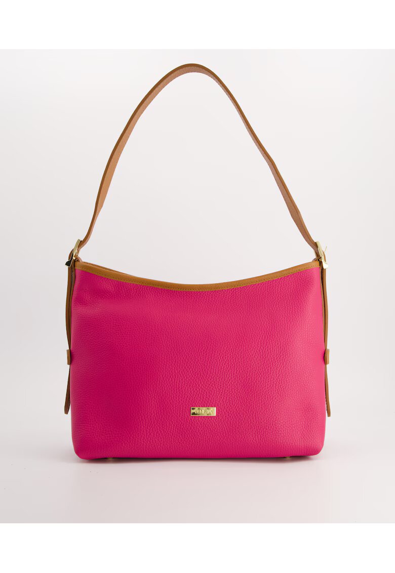 VENEZIA Geanta dama - crossbody - piele naturala - roz - 23x31x13cm