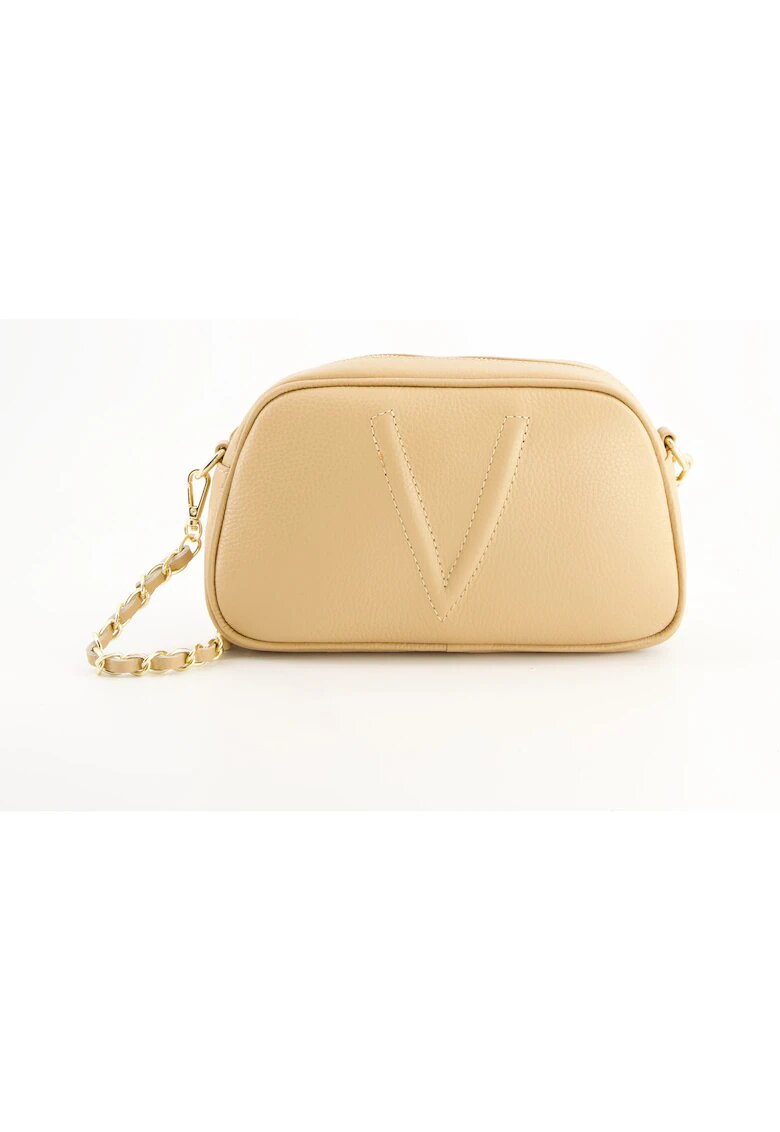 VENEZIA Geanta dama model Messenger - piele naturala - bej - 25x16x8cm - curea detasabila 120cm