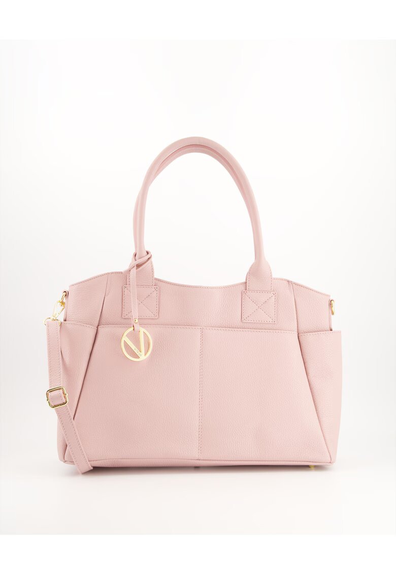 VENEZIA Geanta dama roz - piele naturala - 5 buzunare - 28x42x14cm