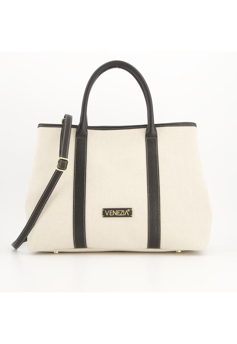 VENEZIA Geanta dama Shopper - bej - material sintetic - 28x37x14cm - curea detasabila 114cm
