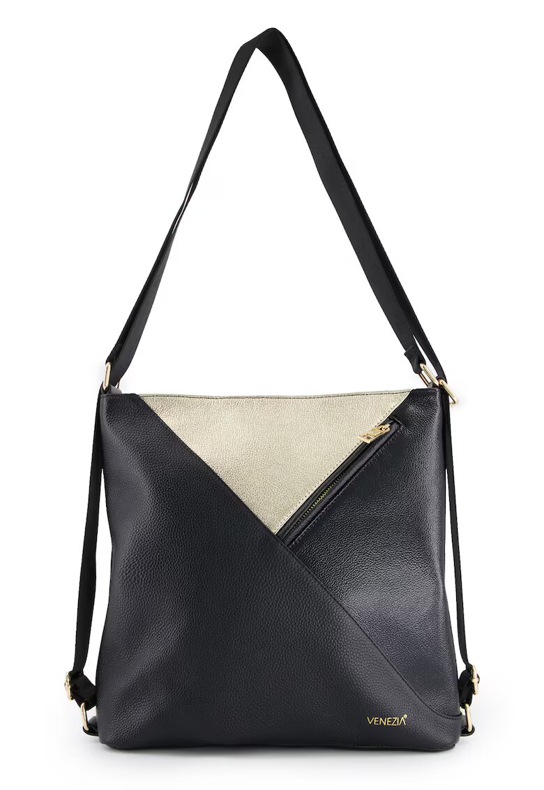 VENEZIA Geanta dama Shopper - piele naturala - 32x32x9 - - lungime curea max - 2 buzunare interioare - 1 buzunar exterior - Negru