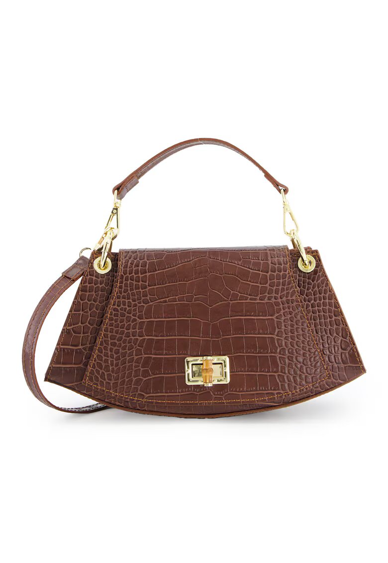 VENEZIA Geanta de dama Bucket din piele naturala - maro - 29x16x9cm - cu manere si curea detasabile
