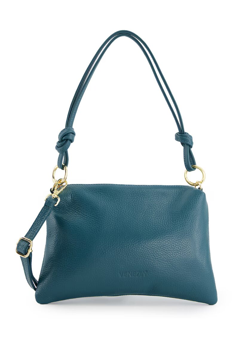 VENEZIA Geanta de umar dama piele naturala - verde - 20x28x4cm - curea detasabila - lungime maxima 128cm