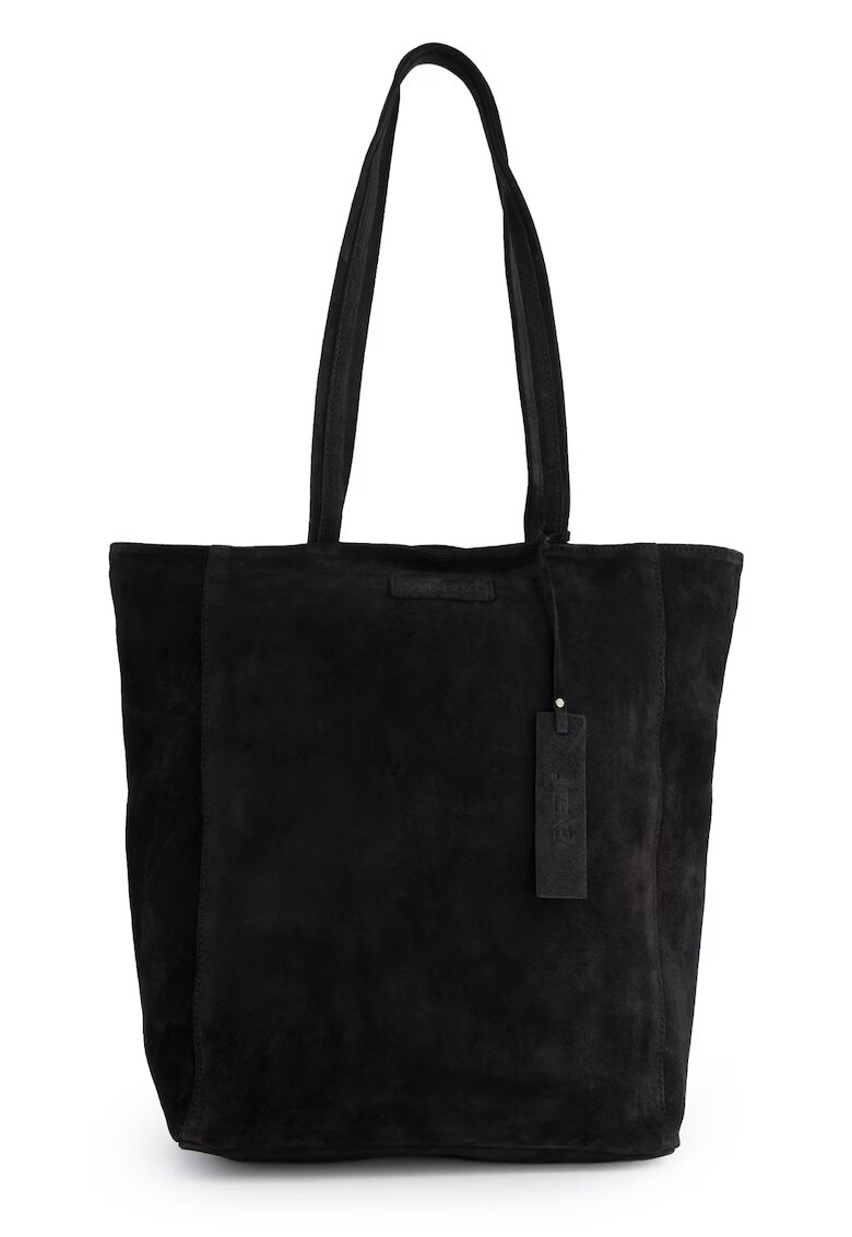 VENEZIA Geanta de umar din piele intoarsa - neagra - 37x40x14cm - cu 2 buzunare interioare