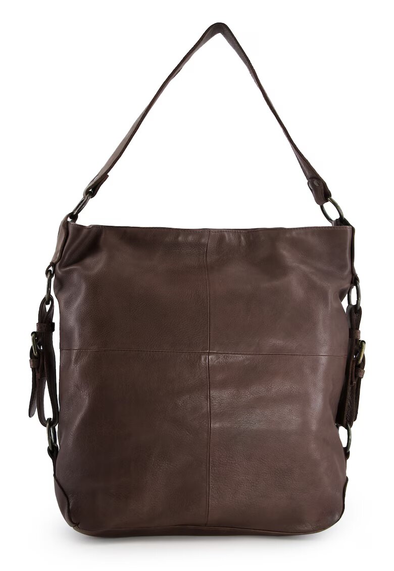VENEZIA Geanta de umar din piele naturala - maro - 36x38x11cm - cu 3 buzunare interioare - manere de 56cm
