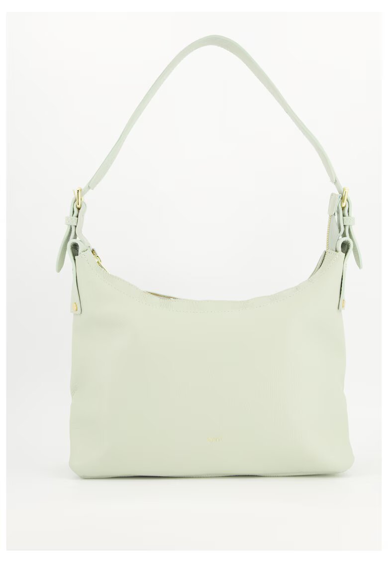 VENEZIA Geanta de umar - model Shopper - piele naturala - verde - 37x26x12cm - 3 buzunare interioare - manere de 60cm