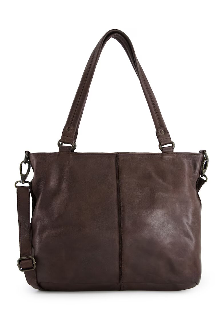 VENEZIA Geanta de umar - piele naturala - maro - 3 compartimente interioare - 29x34x11cm