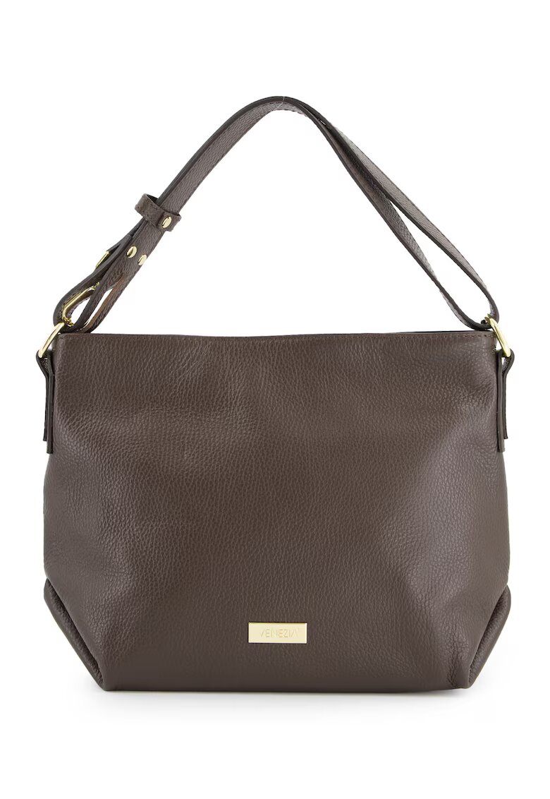 VENEZIA Geanta de umar - piele naturala - maro - 34x25x13cm - lungime curea 88cm